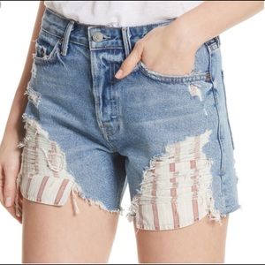 GRLFRND Jourdan High Waist Distressed Denim Shorts